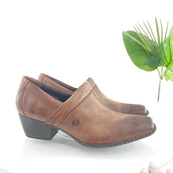 Born Women's Kinney Boot Size 11 Block Heel Shootie Brown Leather Moto Bootie - Picture 3 of 15